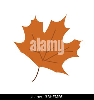 Autumn maple leaf in orange color. Bright and festive fall design element. Vector illustration for print, cards, Thanksgiving, seasonal holidays Stock Vector