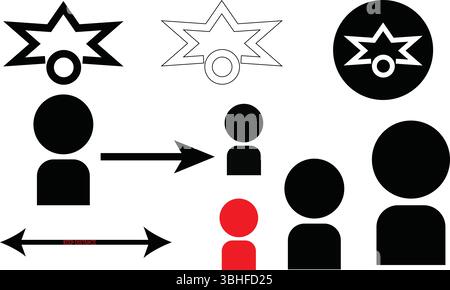 Conflict Resolution and Communication Vector Icons Set with People Interaction and Alert Symbols Stock Vector