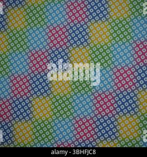 Colorful Retro Grid Pattern with Small White Symbols Stock Photo