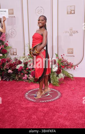 Doechii attends the 2025 BET Awards at Peacock Theater on June 09, 2025 ...