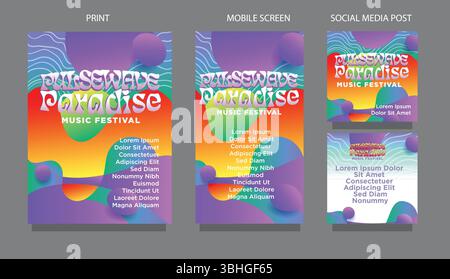 Abstract Gradient Waves. Colorful Clean Design for Social Graphics. fluid design template multiple platform for print, mobile screen and social media Stock Vector