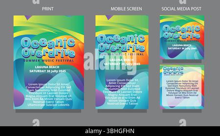 Creative Summer Wave. Fluid Gradient Background Template. fluid design template multiple platform for print, mobile screen and social media post vecto Stock Vector