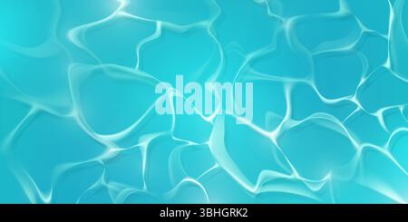 Turquoise water caustic pattern - sunlight reflections on pool surface with bright ripples and waves. Abstract aqua texture with luminous lines for summer background or underwater effect in spa design Stock Vector