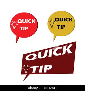 Quick Tip Icon Set  Colorful Speech Bubble Lightbulb Design for Tutorials  Blogs quick tip helpful tip icon logo sticker quick tip logo Stock Vector