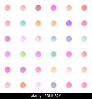 abstract holiday gift wrapping seamless pattern: multicolor aquarelle circles against white background Stock Photo