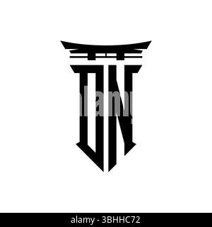 Logo initial monogram with geometric modern Torii Gate Japanese style design in isolated background, minimalist geometric japanese style logo. Stock Vector