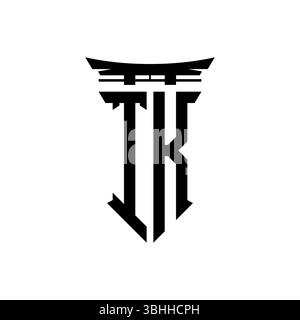 Logo initial monogram with geometric modern Torii Gate Japanese style design in isolated background, minimalist geometric japanese style logo. Stock Vector