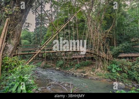 Traditional architecture Sundanese Gazebo bamboo,with paddy fields The ...