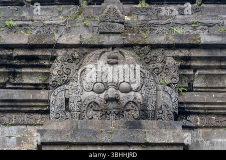 View of fierce Kala aka Kirtimukha face on lintel of ancient hindu ...