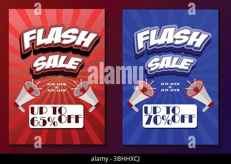 Flash sale template with loud speaker, can be used in online selling market flyer, advertising, discount announcement, easily editable flyer, vector Stock Vector