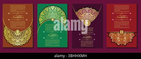 Invitation card template with luxury mandala vector, can be used in invitation card packaging, vector art illustration Stock Vector