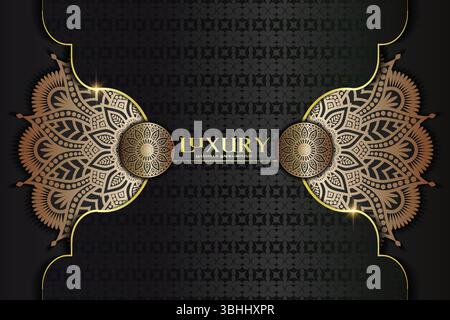 Luxury ornamental mandala background with golden arabesque patterns, element for invitation, meditation poster, yoga, wedding, book cover, cover page Stock Vector