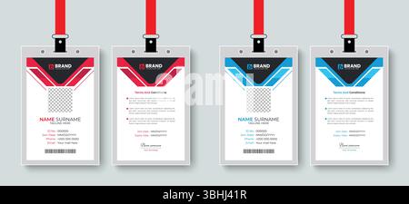 Multipurpose modern and simple office employee id card or identity card design layout. Template design for business company office id card Stock Vector