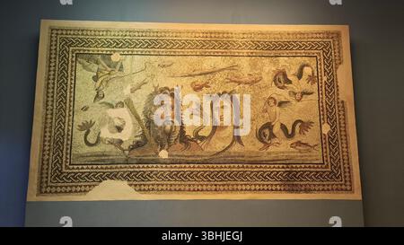 Ancient Roman Mosaics Inside Zeugma Mosaic Museum, Gaziantep, Turkey Stock Photo