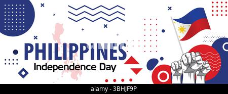 Philippines Independence Day Banner - Modern Flag & Freedom Design Stock Vector