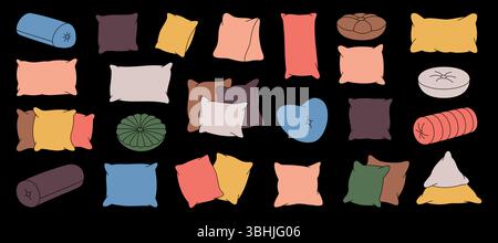 Orthopedic pillows. Fluffy pillows for sleeping. Vector illustration. Stock Vector