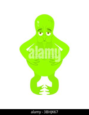 Alien emoji sick. UFO emoticon nausea Stock Vector