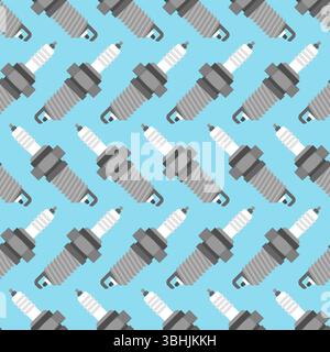Spark plug pattern seamless. Car accessory background. Device for igniting the fuel-air mixture texture Stock Vector