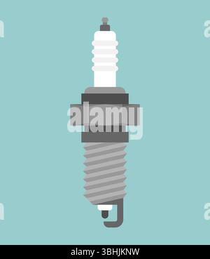 Spark plug isolated. Car accessory. Device for igniting the fuel-air mixture Stock Vector
