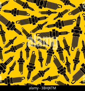 Spark plug pattern seamless. Car accessory background. Device for igniting the fuel-air mixture texture Stock Vector