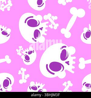 Winking Skull pattern seamless. Funny Skeleton Head background. Ornament of kids fabric Stock Vector
