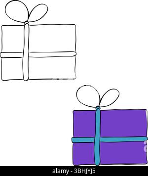 Gift box isolated on transparent background. Vector graphic line ink illustration. Perfect for special occasions, weddings, anniversaries, and luxury Stock Vector