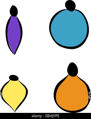 Christmas color lights isolated on white background. Vector graphic line ink illustration. Glowing bulb for xmas cards, banners, posters, web. Led neo Stock Vector
