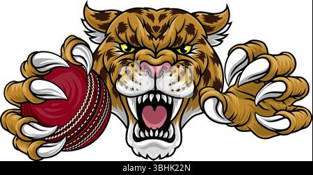 Jaguar Leopard Cheetah Panther Cricket Mascot Stock Vector