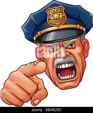 Policeman Angry Police Man Cartoon Character Cop Stock Vector