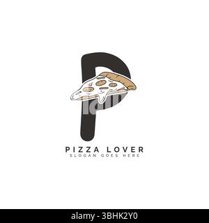 Letter P Pizza Logo Design. Alphabet P Pizza Concept Icon Stock Vector