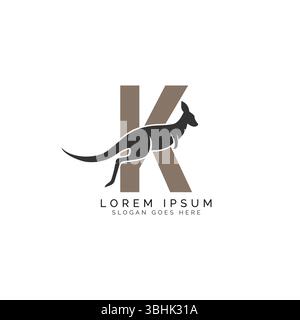 letter K logo Concept with Kangaroo design. Alphabet K with great combination of Kangaroo symbol Stock Vector