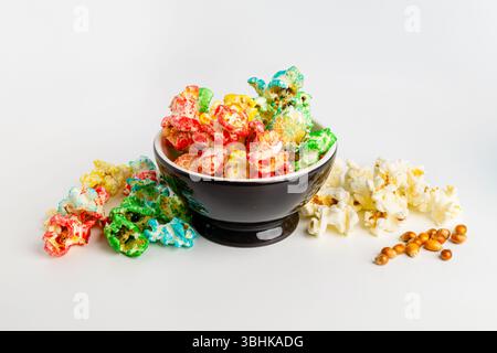 Colorful candy popcorn background. Bright background Stock Photo