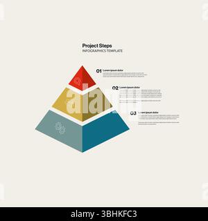 Pyramid Infographics Template for Project Milestones. Eps10 editable vector. Minimal illustration. Stock Vector