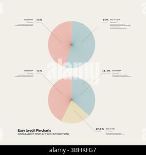 Easy to Edit Pie Chart Infographics Template. Editable Eps10 vector. Minimal illustration. Stock Vector