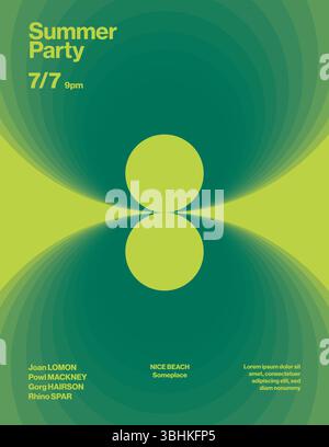 Abstract Summer Party Poster Template with Yellow Accent. Minimal funky eps10 Illustration. Stock Vector