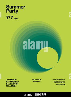Abstract Summer Party Poster Template with Yellow Accent. Minimal funky eps10 Illustration. Stock Vector