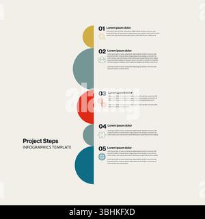Business project infographics template. Minimal design layout for presentation, report, strategy and planning Stock Vector