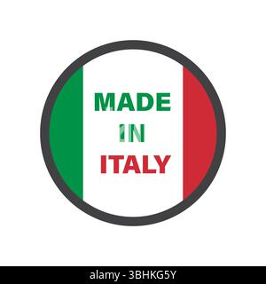 Set of vector icons and labels with “Made in Italy” text and Italian flag design. Stock Vector