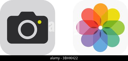 Photo and camera apps ios icons Stock Vector