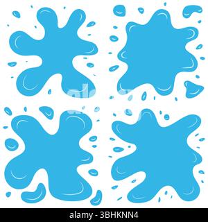 Set of four blue splashes on a white background. Vector illustration Stock Vector