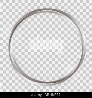 Triple silver shiny circle frame with glowing effects and shadows on transparent background. Vector illustration Stock Vector