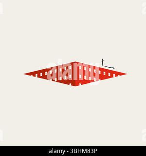 Real estate market prices drop, vector concept. Symbol of downturn, economic recession. Minimal design eps10 illustration. Stock Vector