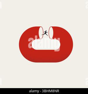 Business or challenge vector concept. Symbol of success, achievement and being stuck. Minimal design eps10 illustration. Stock Vector