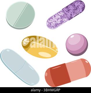 Oral solid dosage form of medicine vector illustration Stock Vector