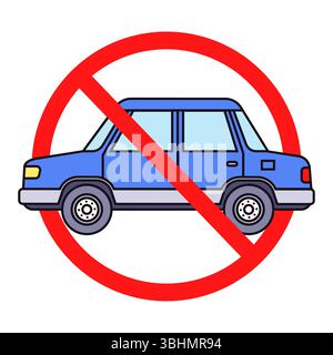 color icon car ban. flat illustration. Stock Vector
