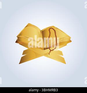 Quran Pak in golden color, a holy book with beads Stock Vector