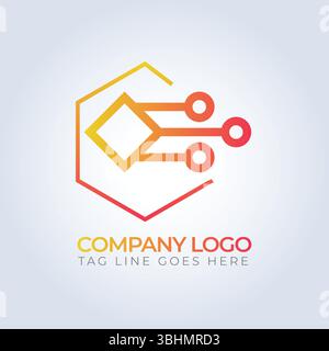 Technology logo template design art Stock Vector