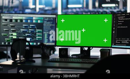 Visual programming systems on green screen PC in data center tracking ...