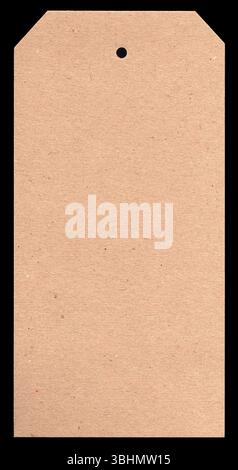 Brown textured old cardboard paper luggage tag label, travel backdrop stock photo imag Stock Photo