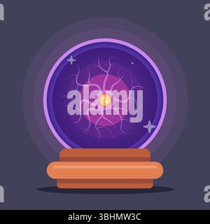 Realistic magic crystal ball with glowing energy and lightnings. Vector illustration Stock Vector